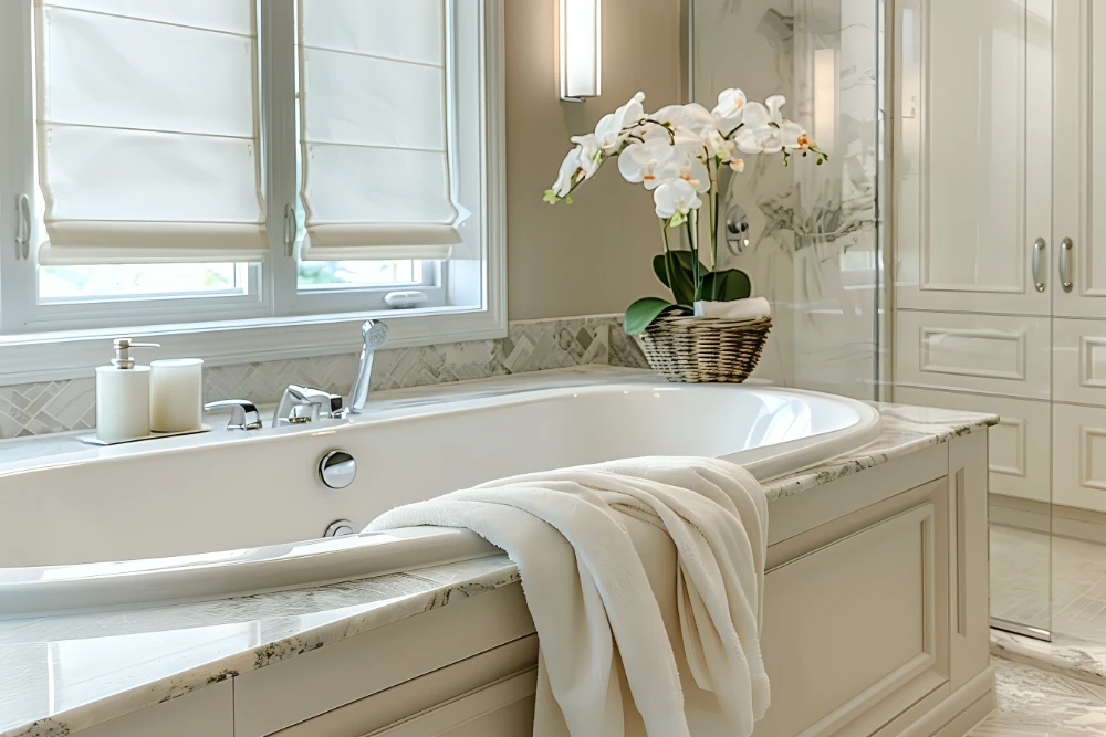 roman shades in the bathroom